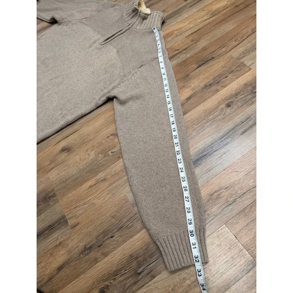 Oscar De La Renta Sweater XXL‎ Sherpa Lined Quarter Zip Beige Knit